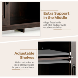Costway 2 Door 2 Shelf Dark Brown Buffet Storage Cabinet with Detachable Wine Rack - Size: 115 x 40 x 80.5cm - Wilko - thumbnail 6