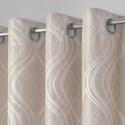 Intimates Clarissa Beige Ringtop Curtains 117 x 137cm - Size: W 117 x D 137cm - Cream - Wilko - thumbnail 3