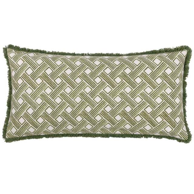 Hoem Alexa Olive Geometric Cushion - Size: 60 x 30cm - Green - Wilko - image 1