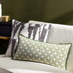 Hoem Alexa Olive Geometric Cushion - Size: 60 x 30cm - Green - Wilko - thumbnail 5
