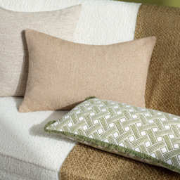 Hoem Alexa Olive Geometric Cushion - Size: 60 x 30cm - Green - Wilko - thumbnail 6