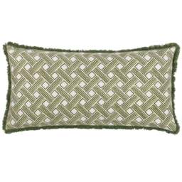 Hoem Alexa Olive Geometric Cushion - Size: 60 x 30cm - Green - Wilko