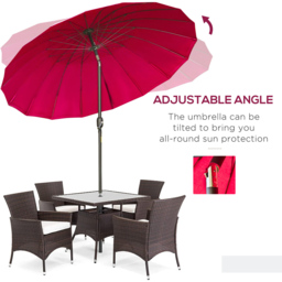 Outsunny Wine Red Crank and Tilt Parasol 2.5m - Size: 3m - Wilko - thumbnail 6
