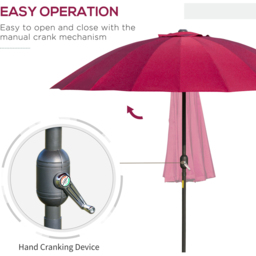 Outsunny Wine Red Crank and Tilt Parasol 2.5m - Size: 3m - Wilko - thumbnail 5