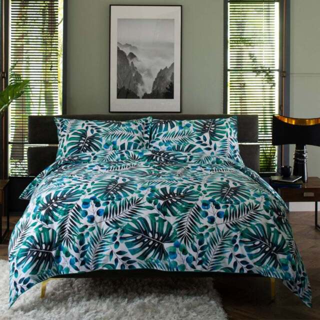 The Lyndon Company Brazil King Size Botanical 180 Thread Count Duvet Set - Green - Wilko - image 1
