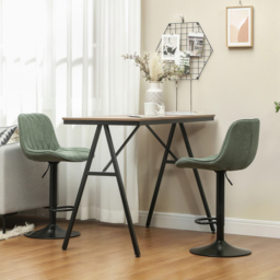 HOMCOM Green Modern Adjustable Swivel Bar Chair Set of 2 - Wilko - thumbnail 4