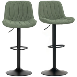 HOMCOM Green Modern Adjustable Swivel Bar Chair Set of 2 - Wilko - thumbnail 3