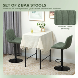 HOMCOM Green Modern Adjustable Swivel Bar Chair Set of 2 - Wilko - thumbnail 5