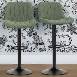 HOMCOM Green Modern Adjustable Swivel Bar Chair Set of 2 - Wilko
