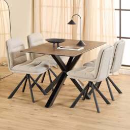 Florence Heaven 4 Seater Ceramic Top Dining Table Set Rusty Brown and Beige - Rusty Brown/Beige - Wilko