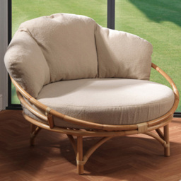 Desser Snug Cuddle Rattan Chair with Boucle Latte Cushion - Size: Single - Cream - Desser Furniture - Wilko - thumbnail 1