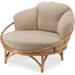 Desser Snug Cuddle Rattan Chair with Boucle Latte Cushion - Size: Single - Cream - Desser Furniture - Wilko - thumbnail 3