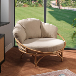 Desser Snug Cuddle Rattan Chair with Boucle Latte Cushion - Size: Single - Cream - Desser Furniture - Wilko - thumbnail 7