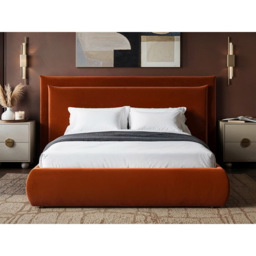 SOLACE+CO Sigrid Double Burnt Orange Velvet Ottoman Bed - Wilko - thumbnail 6
