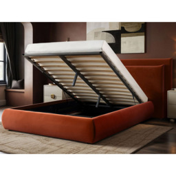 SOLACE+CO Sigrid Double Burnt Orange Velvet Ottoman Bed - Wilko - thumbnail 5