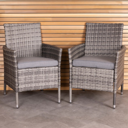 Charles Bentley Pair of Rattan Chairs Grey - Size: H86 x W60 x D60cm - Wilko