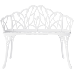 Charles Bentley Cast Aluminium Tulip Bench - Size: 2 Seater - White - Wilko - thumbnail 4