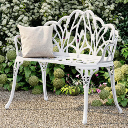Charles Bentley Cast Aluminium Tulip Bench - Size: 2 Seater - White - Wilko - thumbnail 1