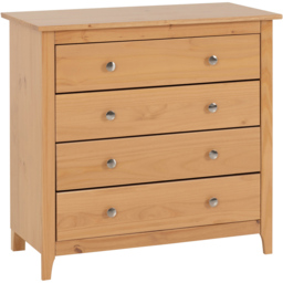 Seconique Oslo 4 Drawer Antique Pine Chest of Drawers - Brown - Wilko - thumbnail 3