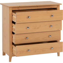 Seconique Oslo 4 Drawer Antique Pine Chest of Drawers - Brown - Wilko - thumbnail 4