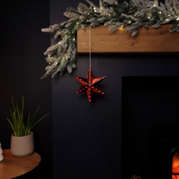 Samuel Alexander Ruby Hanging Shooting Star LED Christmas Bauble 20cm - Size: 20 x 17 x 17cm - Red - Wilko - thumbnail 7