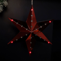 Samuel Alexander Ruby Hanging Shooting Star LED Christmas Bauble 20cm - Size: 20 x 17 x 17cm - Red - Wilko - thumbnail 4