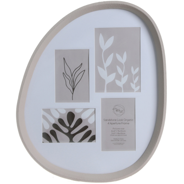 Sandstone Look Organic 4 Aperture Photo Frame Neutral - Wilko - image 1