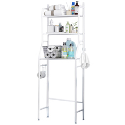 Living and Home 3-Tier White Metal Over Toilet Bathroom Storage Rack - Size: 26 x 50 x 160cm - Wilko - thumbnail 1