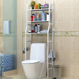 Living and Home 3-Tier White Metal Over Toilet Bathroom Storage Rack - Size: 26 x 50 x 160cm - Wilko - thumbnail 6