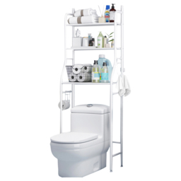 Living and Home 3-Tier White Metal Over Toilet Bathroom Storage Rack - Size: 26 x 50 x 160cm - Wilko - thumbnail 4