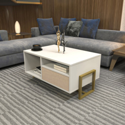 Decorotika Utopie 2 Door 2 Shelf White and Beige Modern Coffee Table - Size: 47 x 90 x 60cm - Multi - Wilko - thumbnail 5
