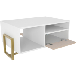 Decorotika Utopie 2 Door 2 Shelf White and Beige Modern Coffee Table - Size: 47 x 90 x 60cm - Multi - Wilko - thumbnail 4