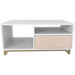 Decorotika Utopie 2 Door 2 Shelf White and Beige Modern Coffee Table - Size: 47 x 90 x 60cm - Multi - Wilko - thumbnail 3