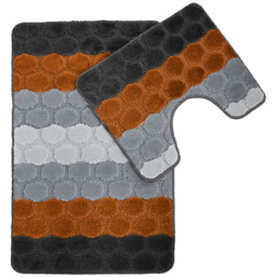 Velosso Hex Stripe Orange Bath Mat Set - Wilko - thumbnail 1
