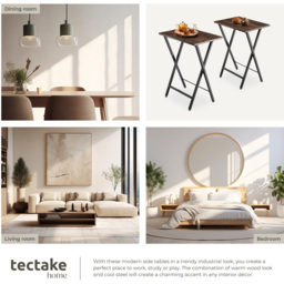 tectake Phoenix Dark Wood Bedside Table Set of 2 - Size: Single Shelf - Brown - Wilko - thumbnail 6