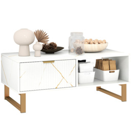 HOMCOM Single Drawer Single Shelf White Coffee Table - Size: 40.0 cm x 50.0 cm x 100.0 cmcm - Wilko - thumbnail 3