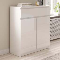 Florence 2 Door Single Drawer White High Gloss Sideboard - Size: 40 x 80.4 x 100.4cm - Furniture to Go - Wilko