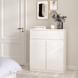 Florence 2 Door Single Drawer White High Gloss Sideboard - Size: 40 x 80.4 x 100.4cm - Furniture to Go - Wilko - thumbnail 6