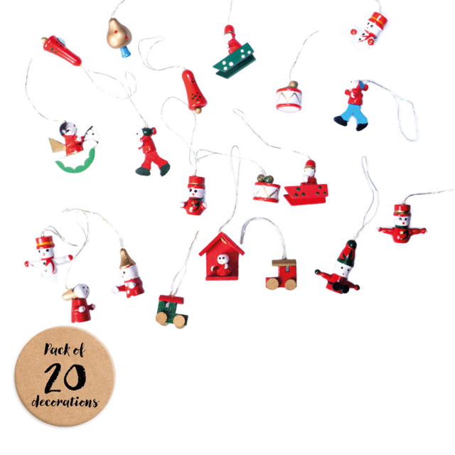 St Helens Wooden Christmas Hanging Ornaments 20 Pack - MULTI - Wilko - image 1
