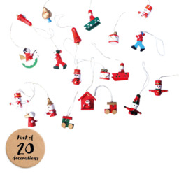 St Helens Wooden Christmas Hanging Ornaments 20 Pack - MULTI - Wilko - thumbnail 1