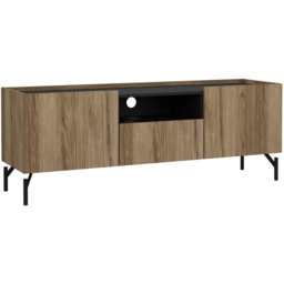 Furniture To Go Kendall 2 Door Single Drawers Oak and Black TV Unit - Size: 41.3 x 147 x 54cm - Multi - Wilko - thumbnail 3
