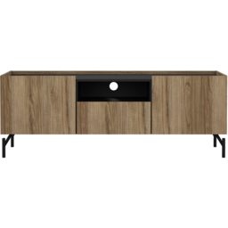 Furniture To Go Kendall 2 Door Single Drawers Oak and Black TV Unit - Size: 41.3 x 147 x 54cm - Multi - Wilko - thumbnail 4