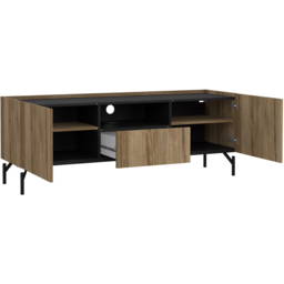 Furniture To Go Kendall 2 Door Single Drawers Oak and Black TV Unit - Size: 41.3 x 147 x 54cm - Multi - Wilko - thumbnail 5
