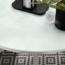 Furniturebox 120cm Cream Metal and Glass Round Garden Dining Table - Size: 4 Seater - Wilko - thumbnail 3