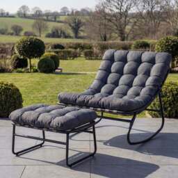 Artemis Home Solace Grey Garden Rocking Chair with Stool - Size: Single - Wilko