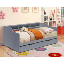 Comfy Living Single Grey Wooden Bed with Trundle and Shelves - Wilko - thumbnail 5