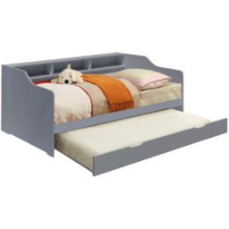 Comfy Living Single Grey Wooden Bed with Trundle and Shelves - Wilko - thumbnail 3