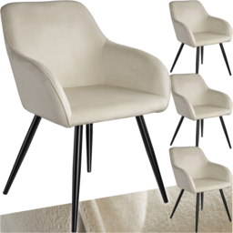 tectake Marilyn Set of 4 Cream and Black Velvet Look Padded Dining Chairs - Wilko - thumbnail 3