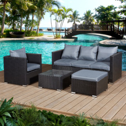 Oseasons Acorn 5 Seater Black Rattan Lounge Sofa Set - Wilko - thumbnail 3