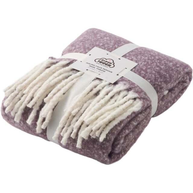 Cloud Touch Aisling Faux Mohair Fringed Thistle Throw 127 x 170cm - Size: 127 x 170 x 0.5cm - Wilko - image 1